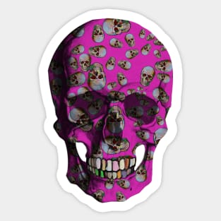 Happy Skulls Random Pattern (Fuschia) Sticker